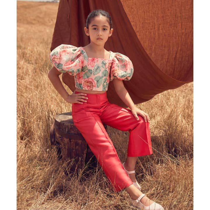 Conjunto de Pantalones Anchos Florales para Niñas | 2 Piezas para venta al por mayor de Mama Luma