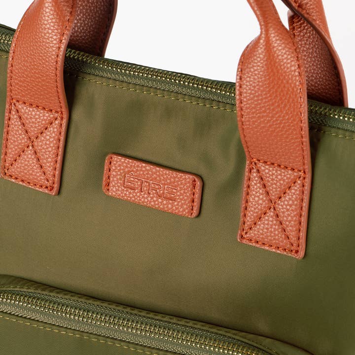 ΓTRE β wholesale Backpack β Women's β Sutton Top Handle Laptop Backpack - Khaki, Nylon/PU3