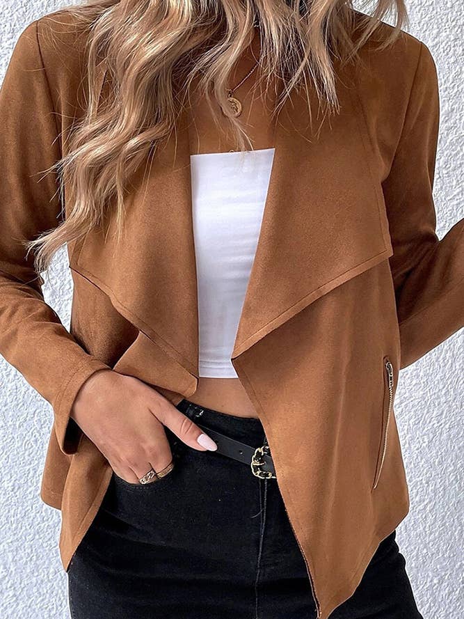 UNISHE - Wholesale Jacket - Women's - Faux Suede Lightweight Jacket Open Front Cardigan Coat