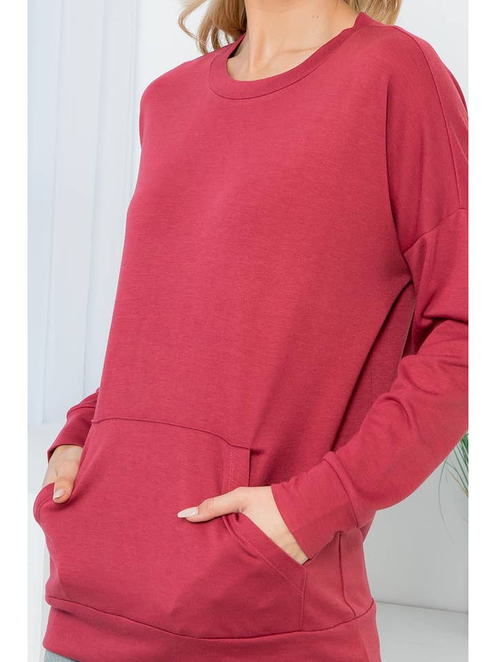 MYS Wholesale Inc - Wholesale Tunic - Women's - Long Sleeve French Terry Top With Kangaroo Top10