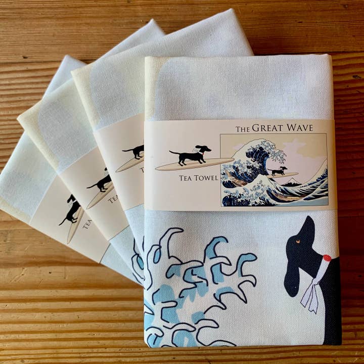 Great Wave Tea Towel for wholesale by London Pooch