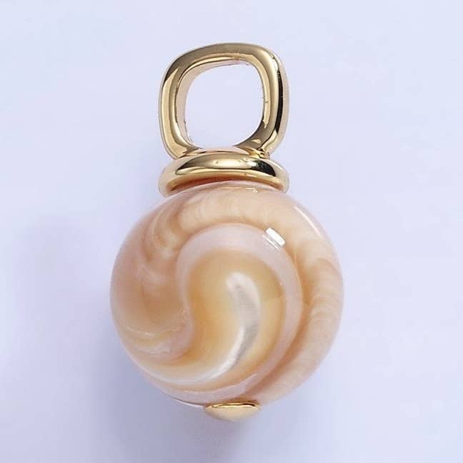 16K Gold Filled White Peach Shell Pearl Square Bail Drop Pendant | P1751 for wholesale by Aim Eternal