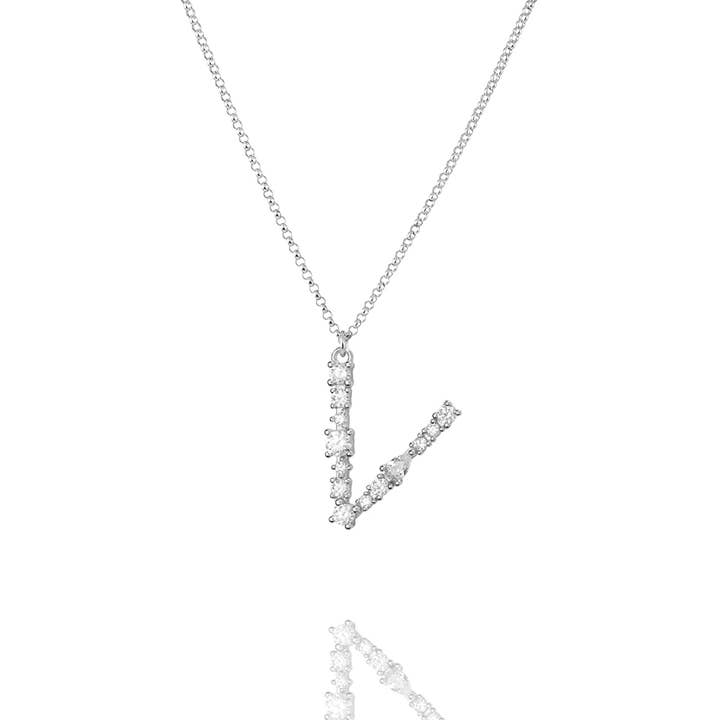 V - Letterketting - Zilver voor wholesale door CLASSYANDFABULOUS Jewelry