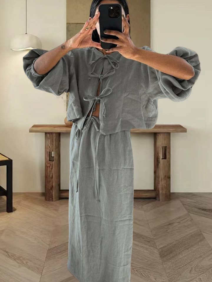 Katinki - Wholesale Top & Skirt Set - Women's - Tie-Front Wrap Top and Skirt Set5