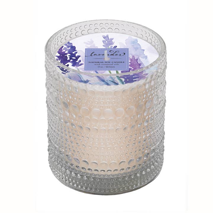NUEVA vela de lavanda y soja de 12 onzas de Mangiacotti, a base de plantas para venta al por mayor de Boston International