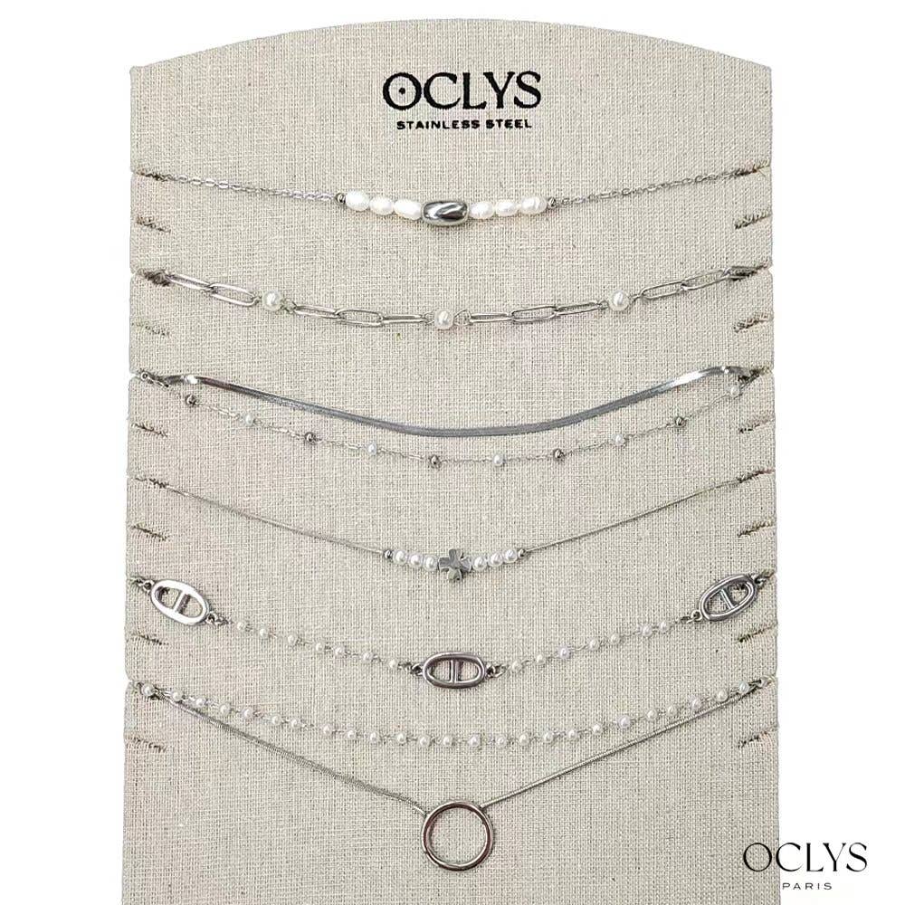Oclys - Wholesale Beaded/Pearl Necklace - Set of 12 assorted beaded necklaces stainless steel Vana1