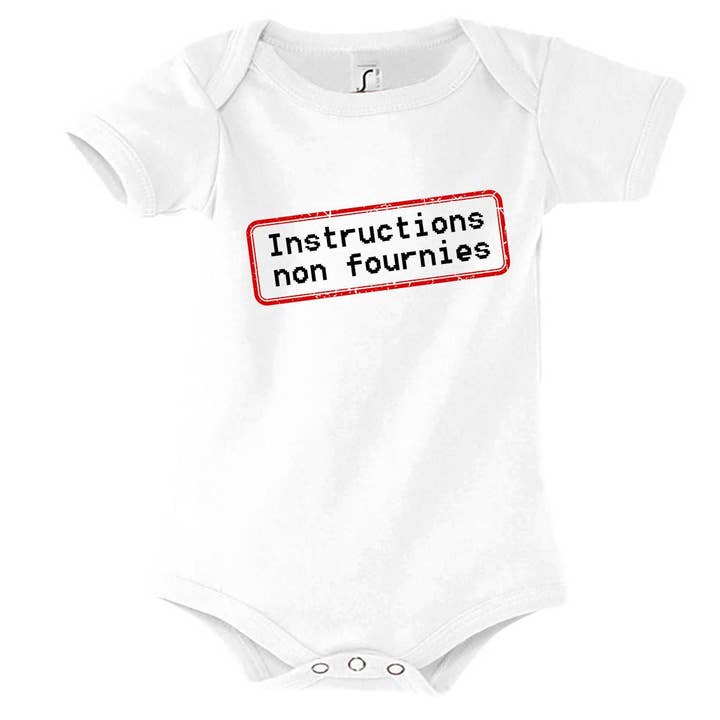 Body bébé Humour Instructions non fournies pour la vente par Planetee