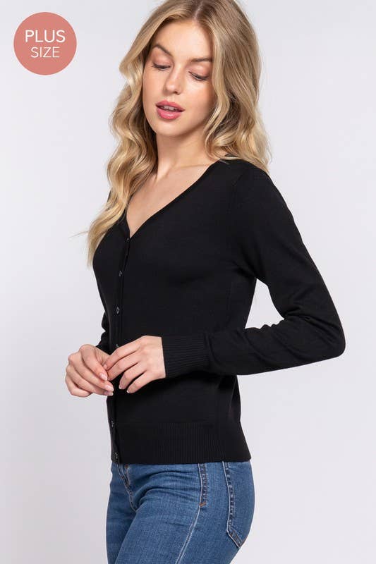 Active Basic | Active USA - Vendita all'ingrosso Cardigan - Donna - [TAGLIA FORTE] Cardigan Maglione con Scollo a V e Bottoni a Maniche Lunghe2