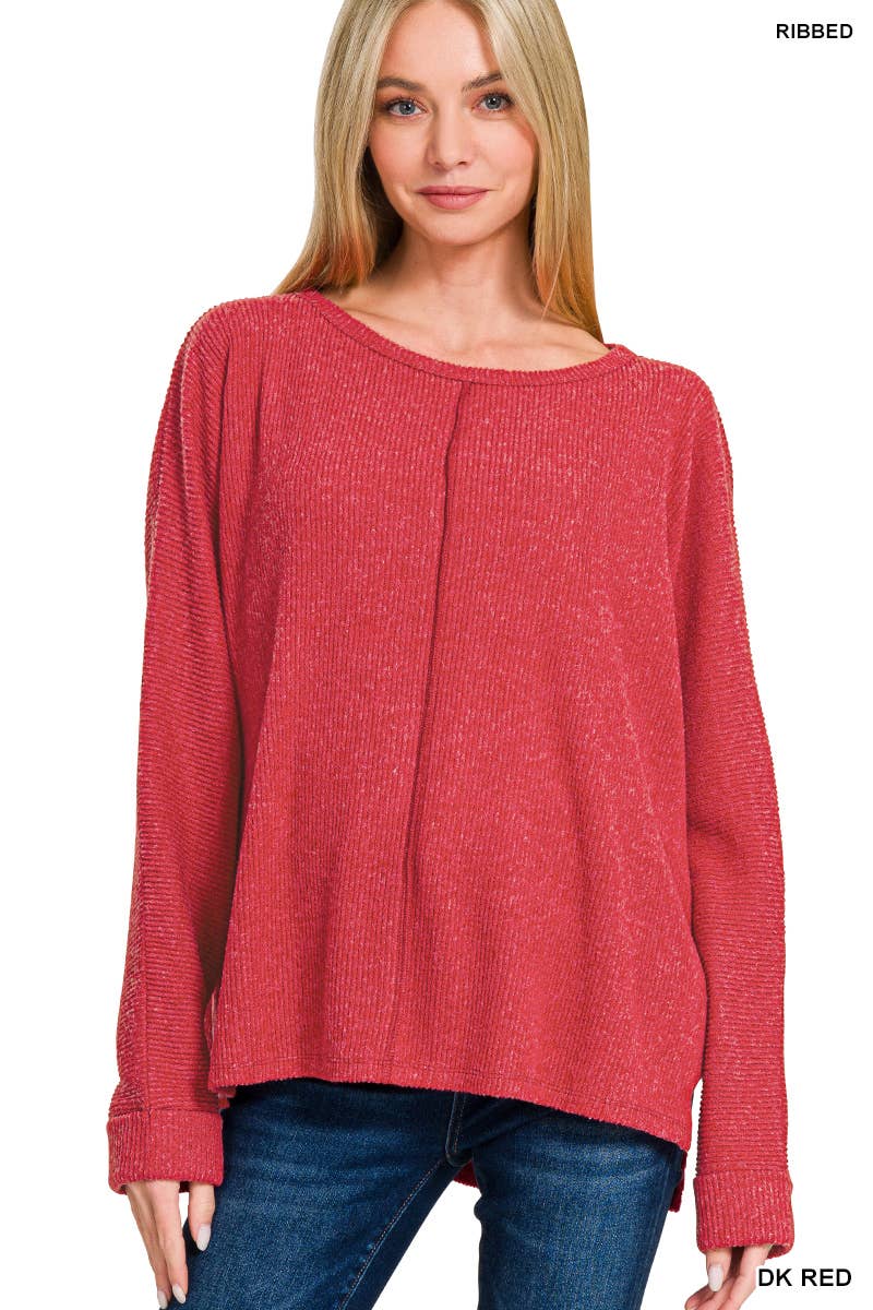 42POPS - Wholesale Knit Top - Women's - ..SI-27078 Ribbed Center Seam Dolman Sleeve Top3