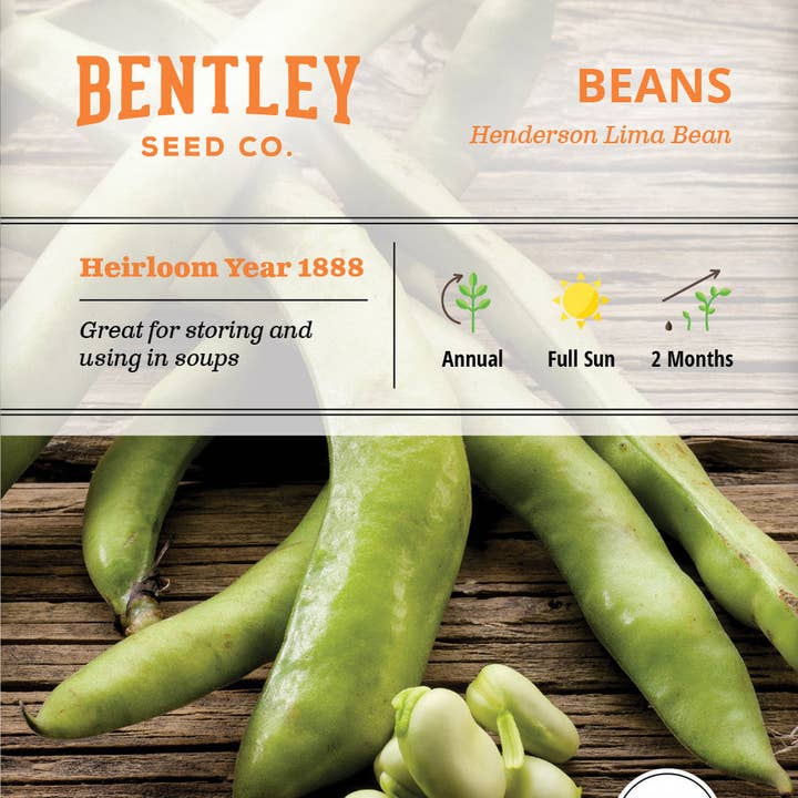 Bentley Seed Co. - Wholesale Plant Seeds - Beans, Henderson's Lima Bean Seed Packets