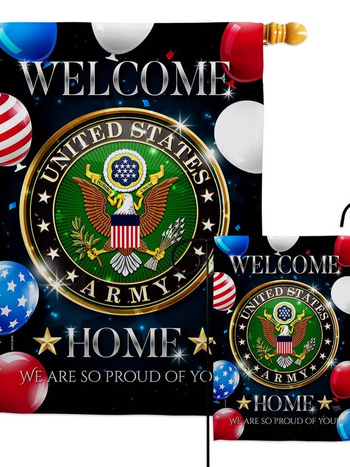 Welcome Home Army Armed Forces Military Decor Flag for wholesale by Two Group Flag Co