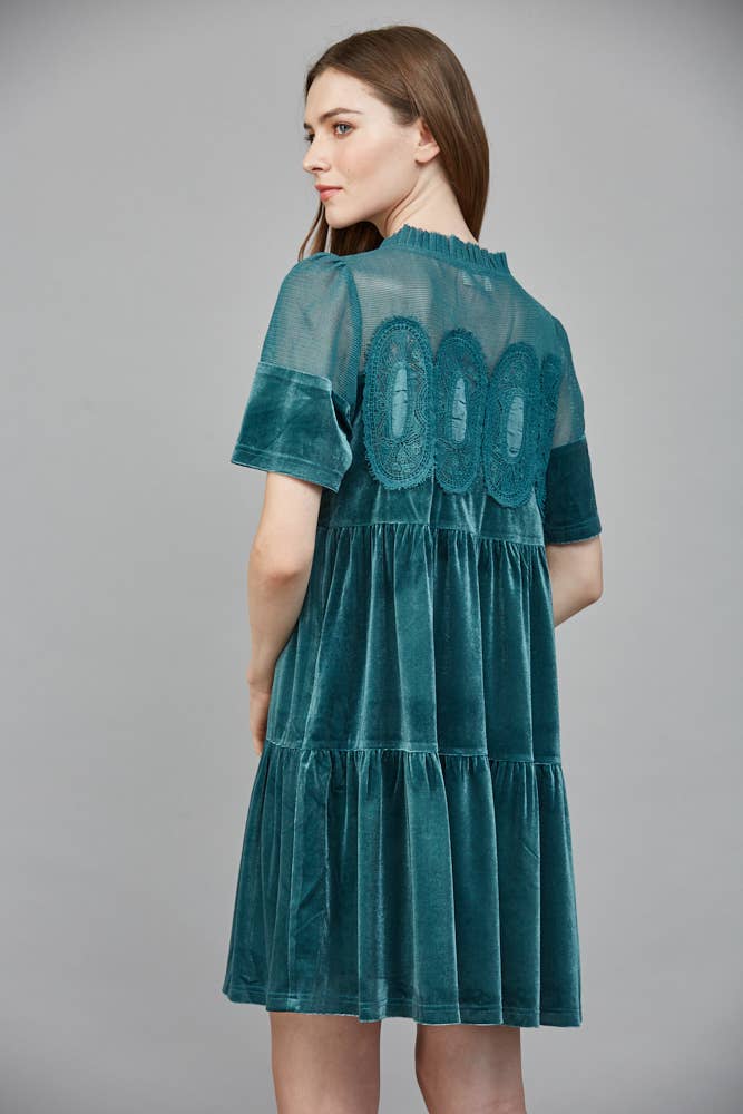 FATE - Wholesale Dress - Women's - CONTRAST SHEER MESH W/ INTRICATE LACE DETAIL VELVET FD34144 11