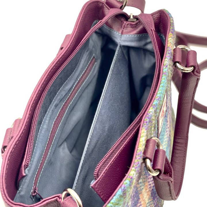 maccessori - Venta al por mayor Bolso con asas - Mujer - Bolso de Asa Superior Harris Tweed Cuadros Verde Púrpura