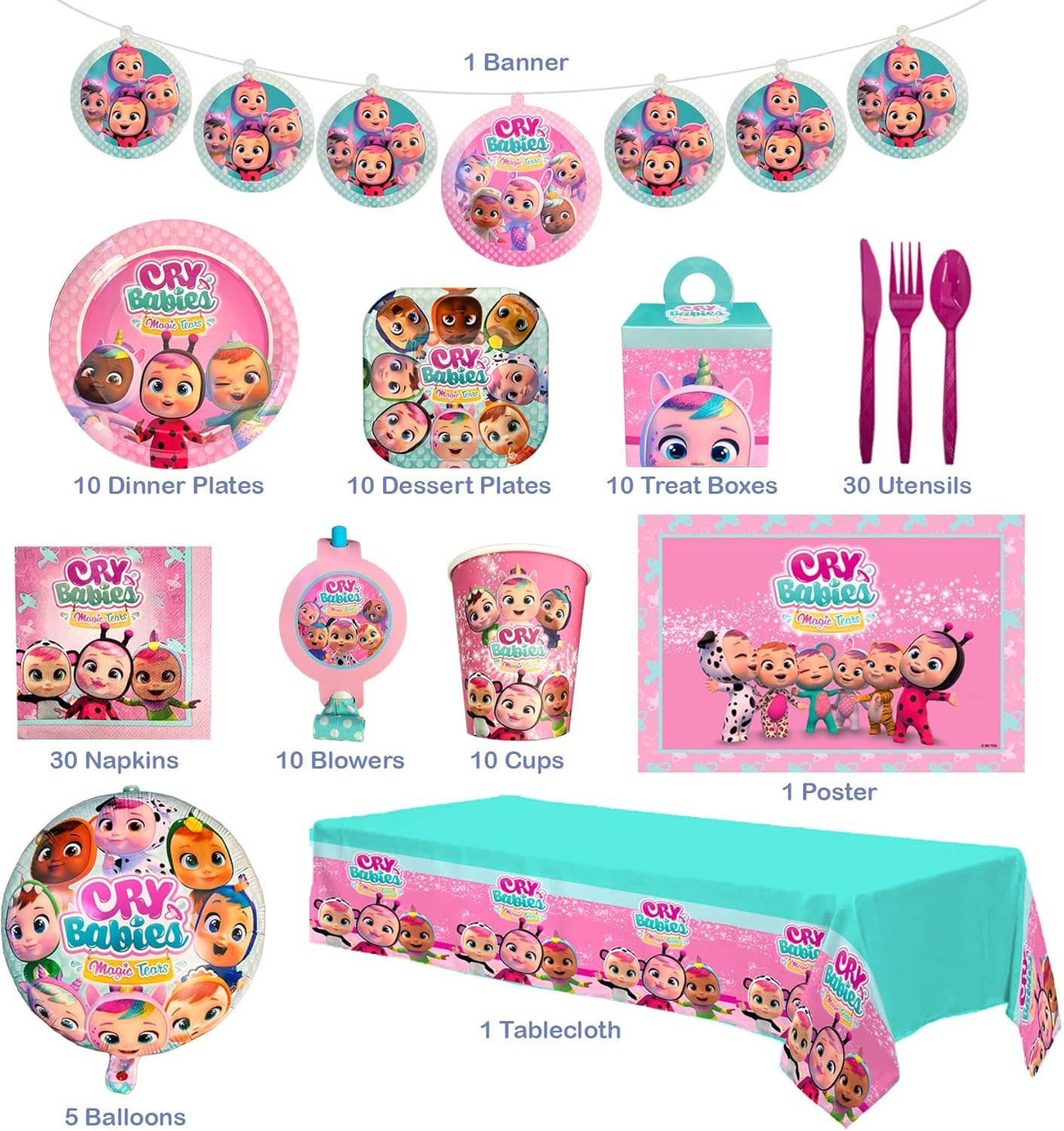 Mighty Mojo Toys - Wholesale Decal - Party Decorations - Cry Babies Birthday Party Kit1