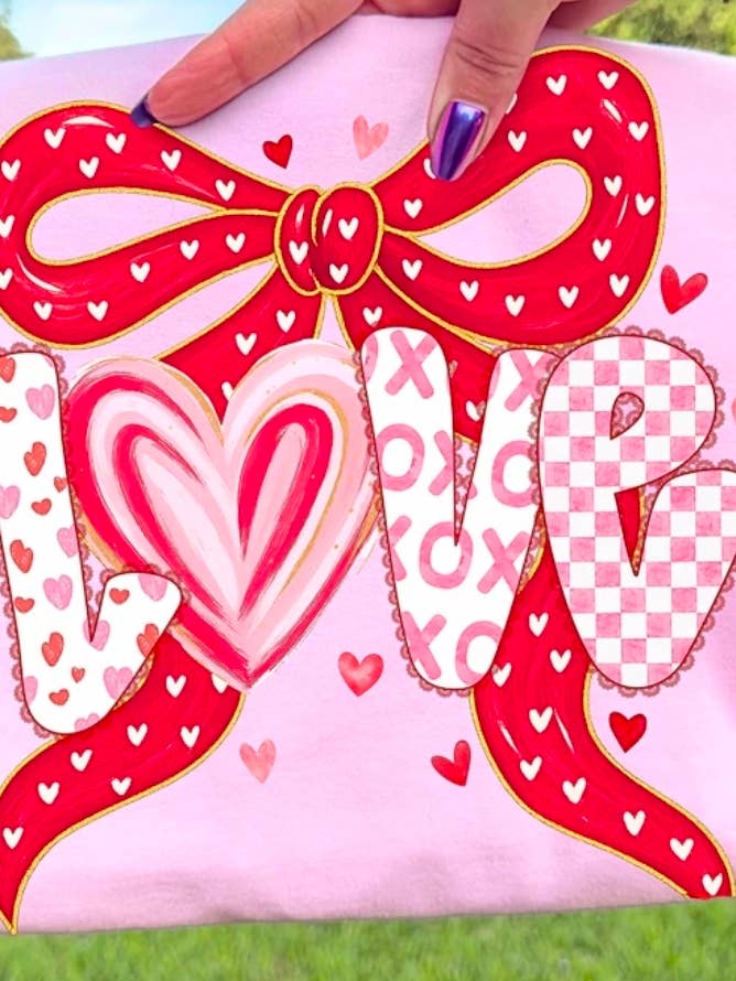 Love coquette bow kids t shirt / sweatshirt for wholesale by Tiny trendz teez