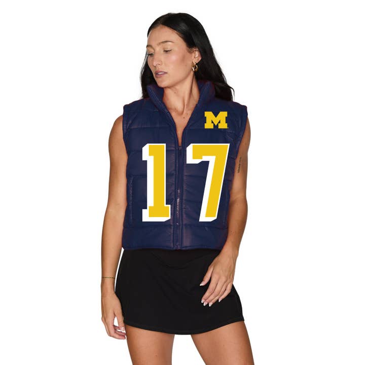 University of Michigan Varsity Puffer Vest for wholesale by Lojo Collegiate Apparel