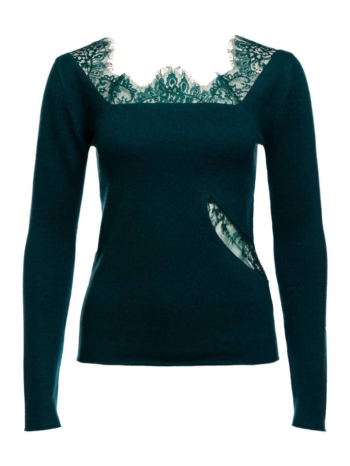 Jade Body Fitted Lace Top for wholesale by OO-TO