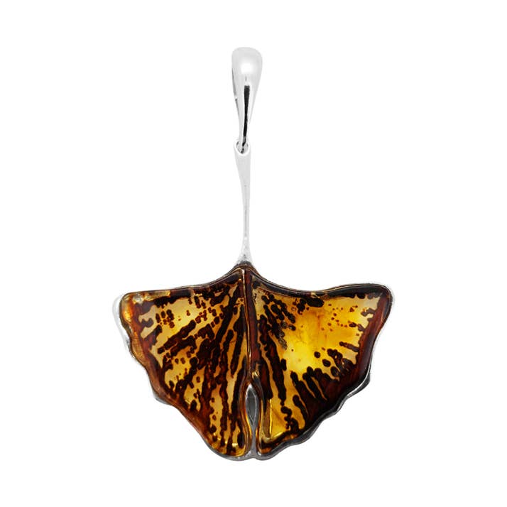 Large Ginkgo Biloba Amber Intaglio/Cameo Pendant for wholesale by Amberman