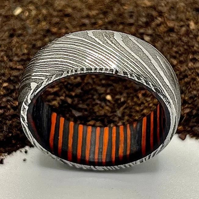 Einfacher Damaststahlring für den Großhandel von RustyStudioUSA