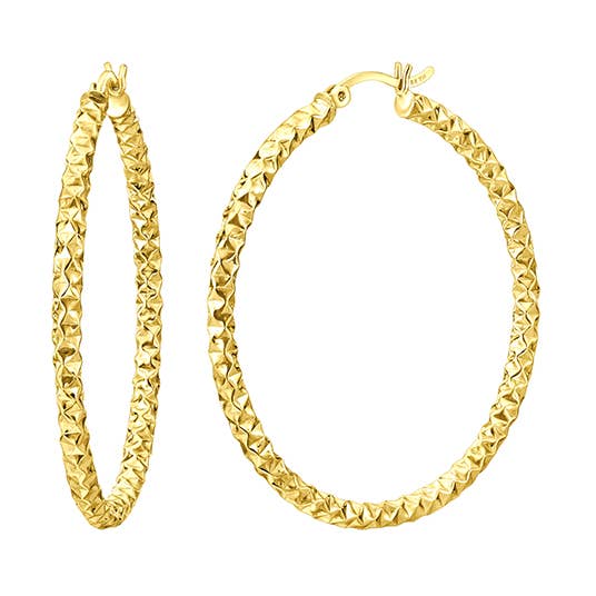 1.6" Gold Diamond Cut Hoops for wholesale by Almond Tree