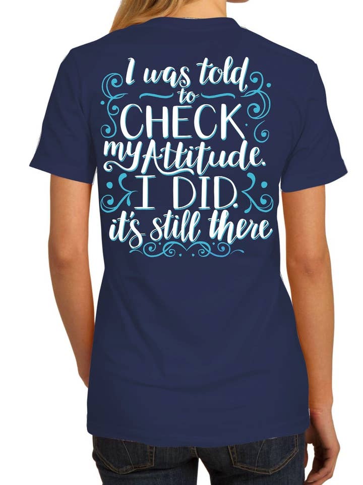 Southern Attitude - Wholesale Screen Printed T-Shirt - Women's - S313 Check Attitude - Navy