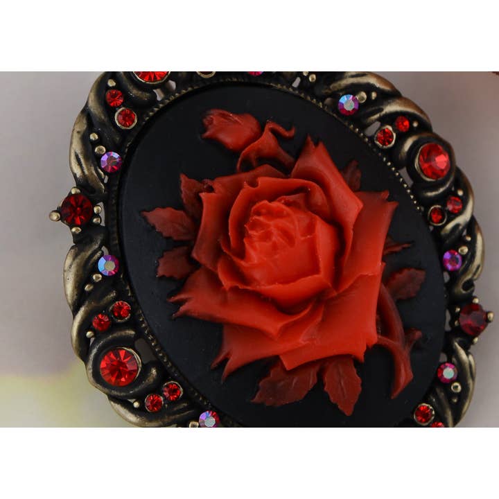 AK Brand - Wholesale Brooch - Vintage Antique Reproduct Rose Pink Flower Cameo Pin Brooch23