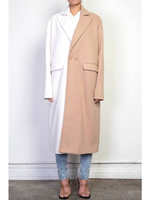 Sage Combo CT5767B Half And Half Contrast Heavy Coat for wholesale on Faire10