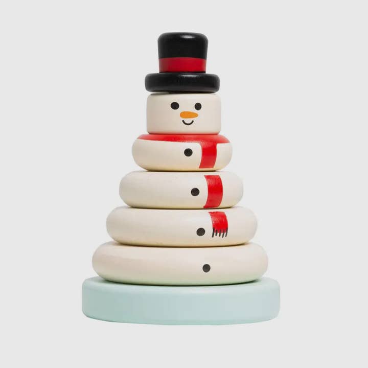 Wooden Snowman Stacking Toy Set, Holiday Baby Toddler Gift for wholesale by Sue + Jane