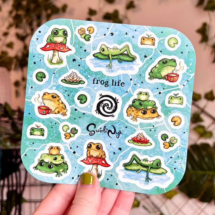 Classic Frog Life Sticker Sheet for wholesale by SwirliNyx