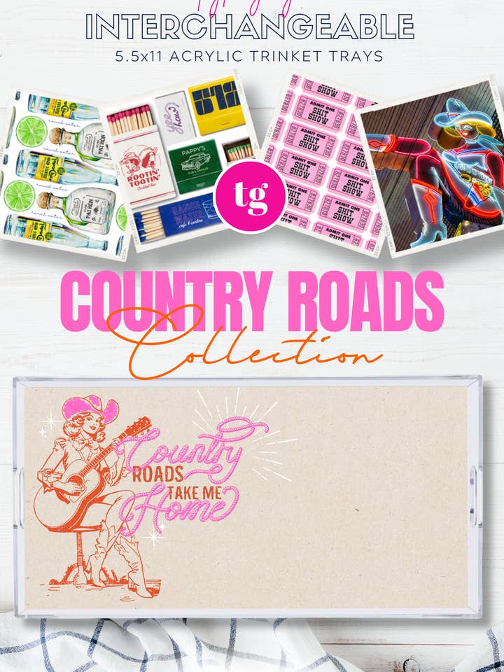 5.5x11 COUNTRY ROADS trinket tray insert set of 5 for wholesale by TAYLOR GRAY