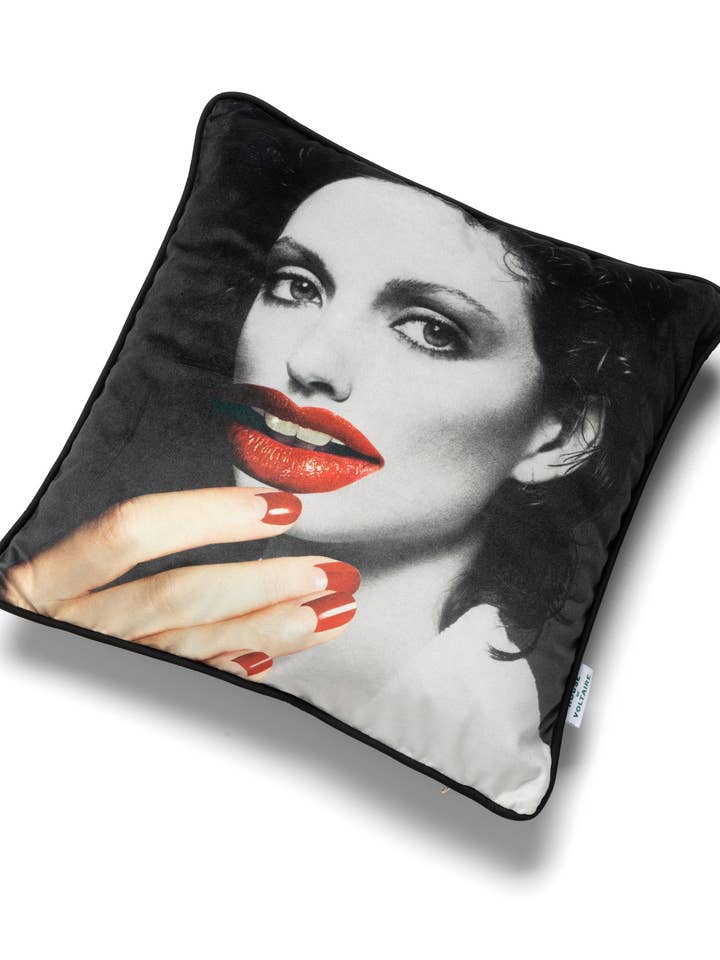 She’s too much for my mirror cushion by Linder for wholesale by House of Voltaire
