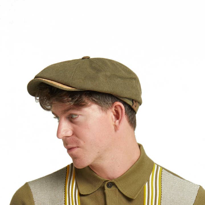 Ryder Olive Summer Cotton Canvas Bakerboy Newsboy for wholesale by Dasmarca Hats