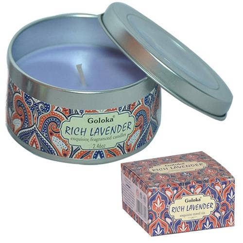 Green Tree - Wholesale Travel Candles - Goloka Lavender Soya Wax Candle Tin0
