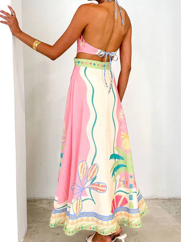 Ulivary - Wholesale Dress - Women's - Halter Neck Cutout Maxi Dress