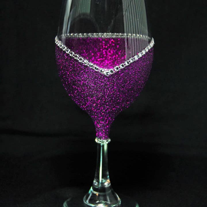 WineyBitches.Co - Wholesale Wine Glass - Flamerica Flamingo – Handmade Glittery Bling Wine Glasses (4th of July Collection)