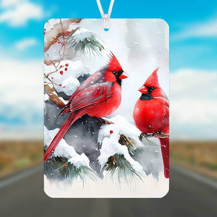 Cardinali di Natale - Profumatore per Auto in Feltro con Spray Profumato per la vendita all'ingrosso da parte di Stencil Art Canada