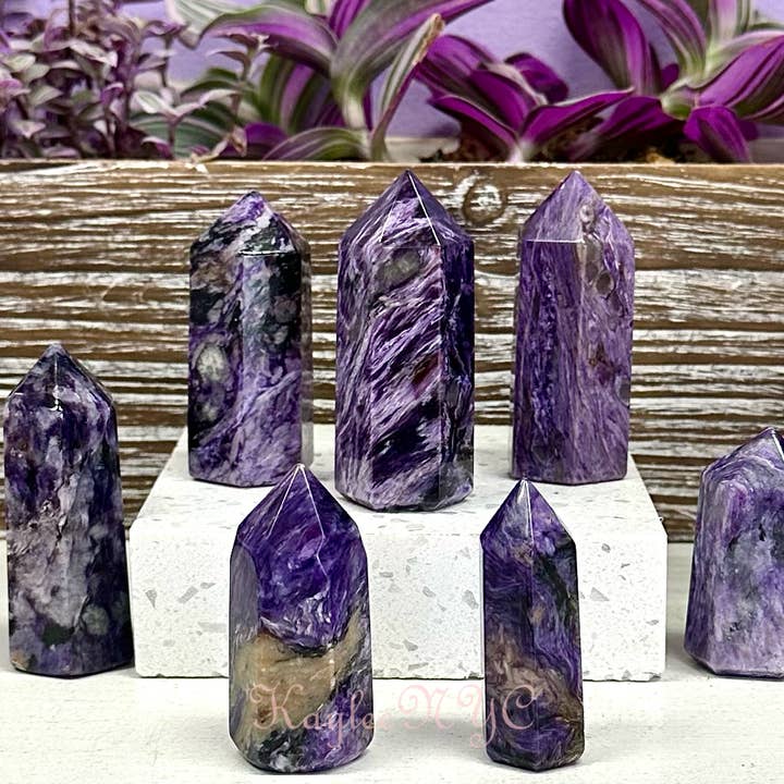 KayleeNYC - Wholesale Spiritual Stone/Crystal - 1 lb Natural Charoite Tower Obelisk Point Wand Crystal2