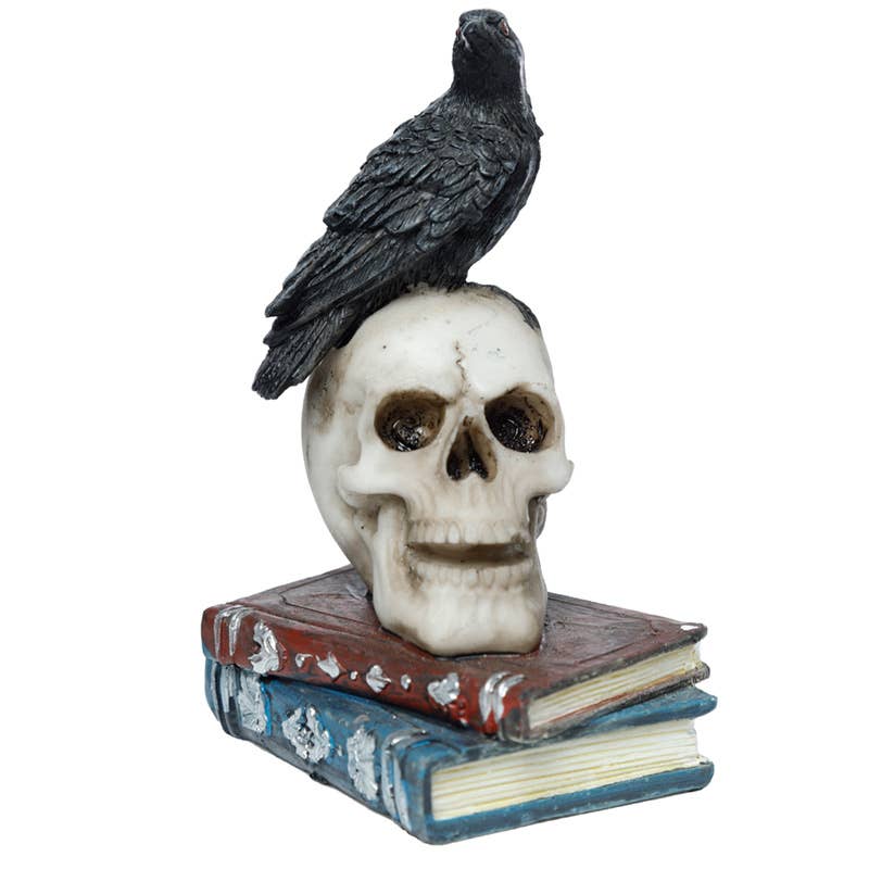 Puckator Ltd – Ornamento por atacado – Corvo em pé no ornamento de caveira e livros3