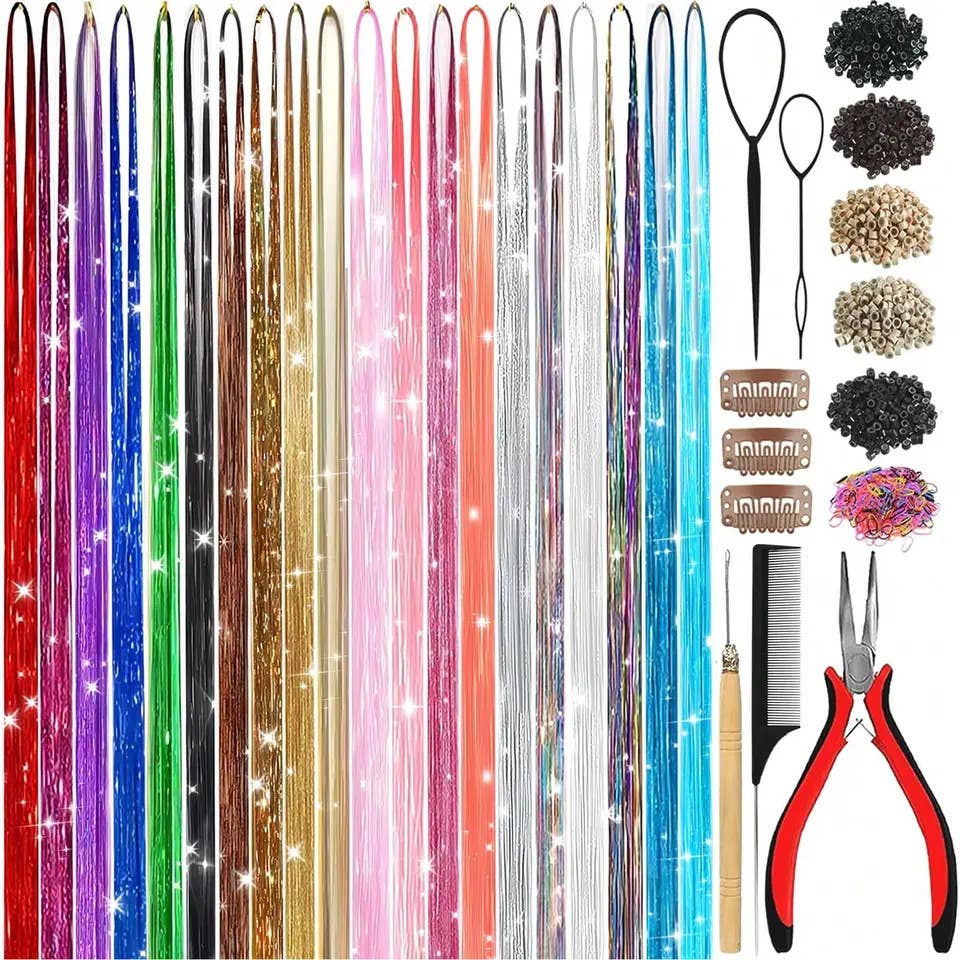 AK Brand - Vente Extensions de cheveux - Kit de Tinsels Étincelants pour Extensions de Cheveux18
