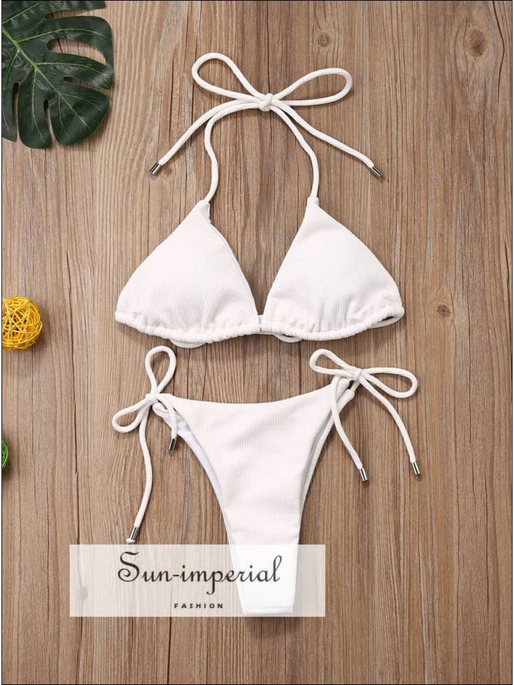 Sun Imperial - Wholesale Two-piece swimsuit – Women’s - Sun-Imperial Mint Green Ribbed Tie Side High Cut Halter