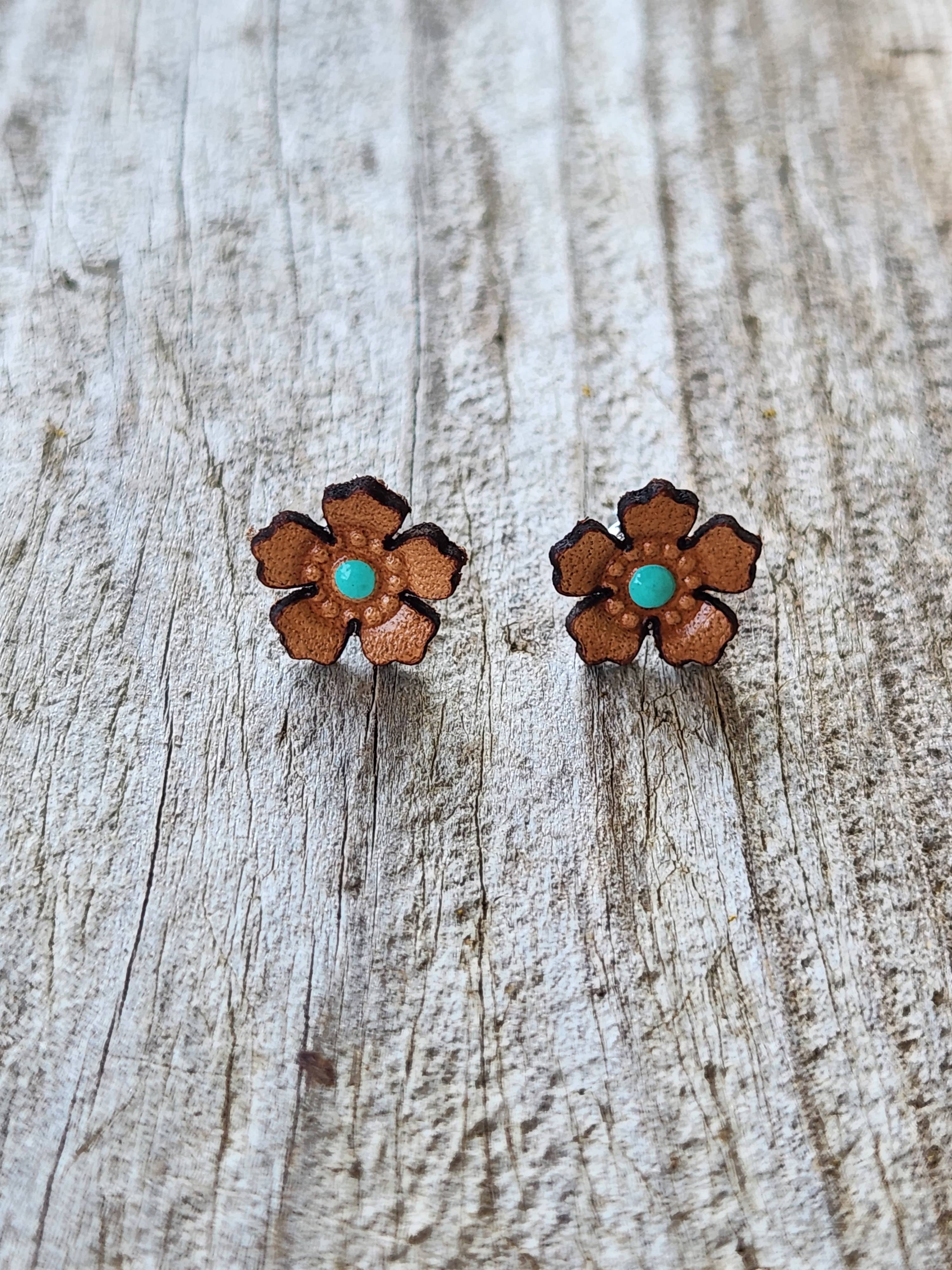 Cocklebur & Co. - Wholesale Stud/Post Earrings - Western Rose Genuine Leather Earrings7