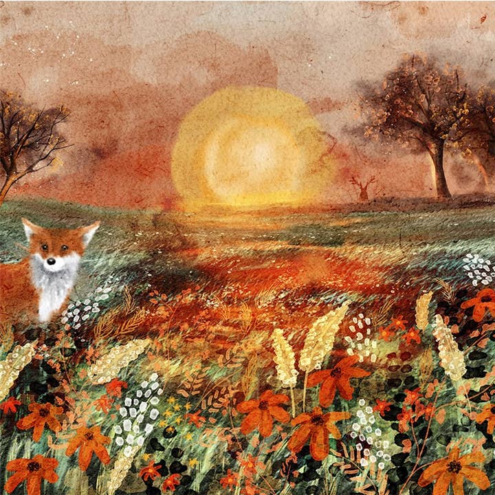 Greeting Card Sunset Fox for wholesale by Natural Partners Limited