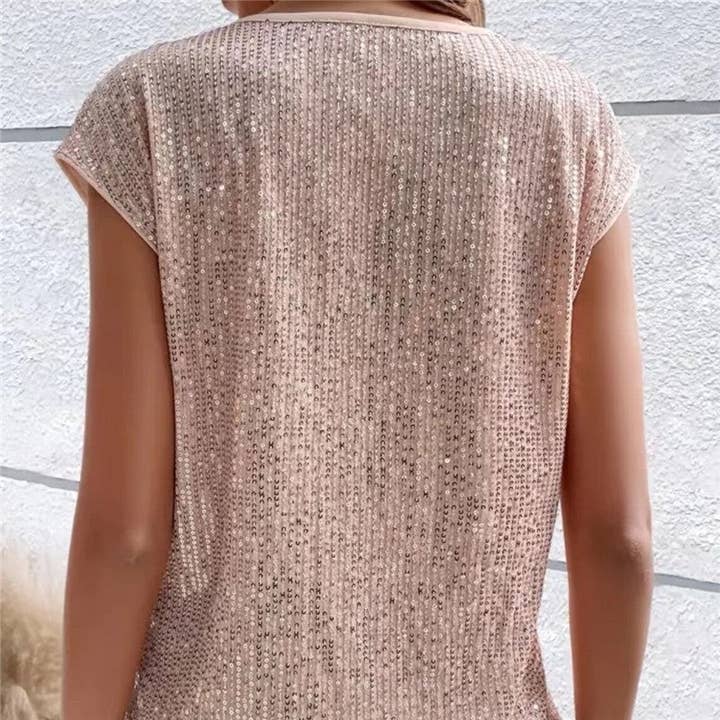 OceanusSwim – wholesale Blouse – Women’s – Loose Casual Round Neck Glitter T Shirt1