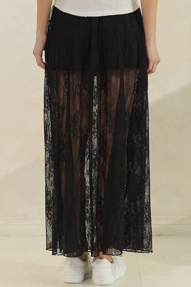BLACK LACE SEE THROUGH MAXI SKIRT for wholesale on Faire3