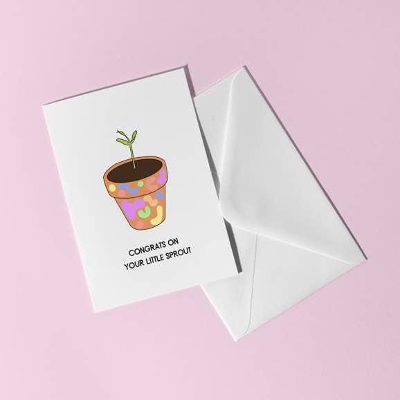Little Sprout New Baby Greeting Card for wholesale by Studio CJOY