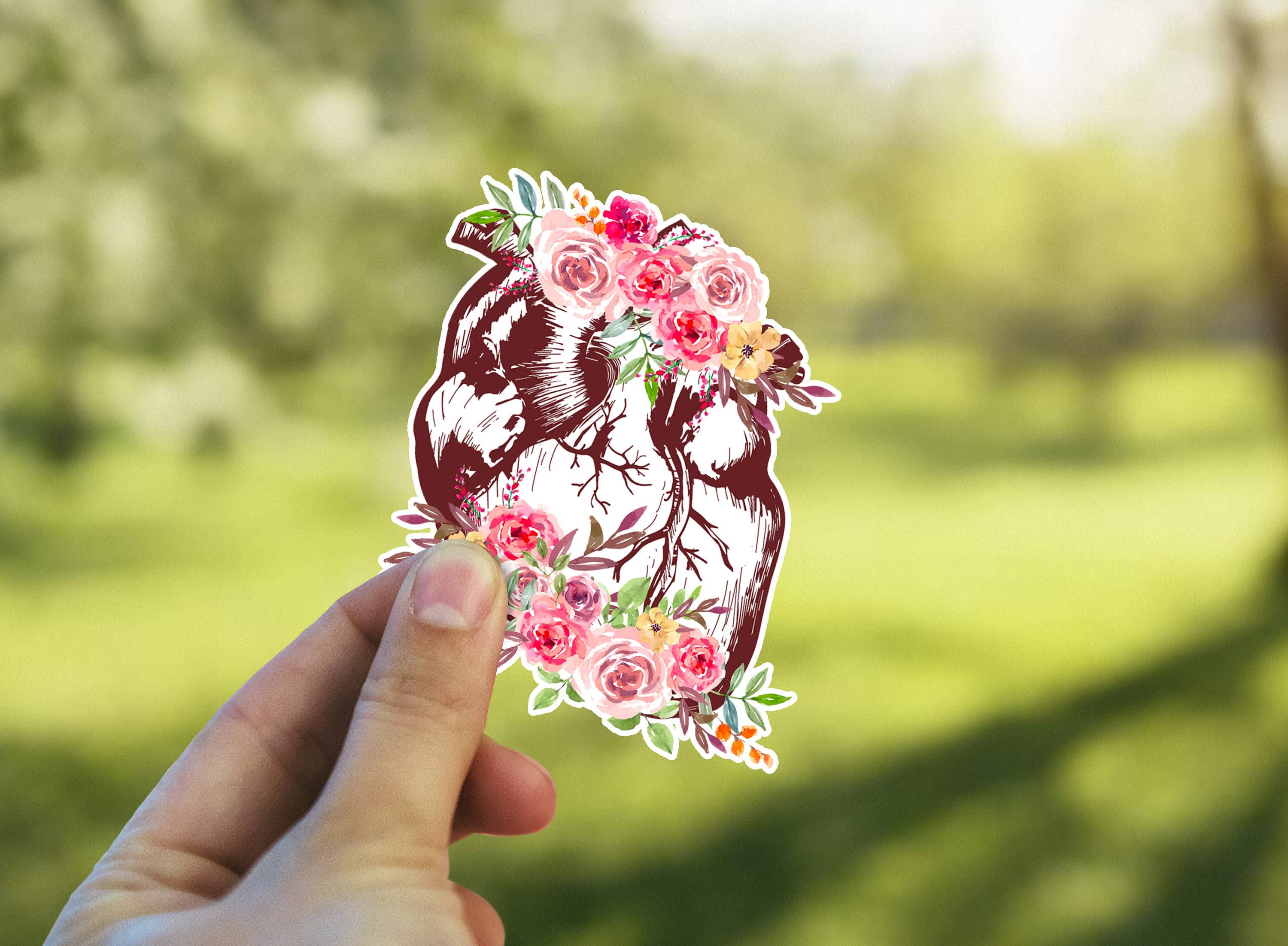 Heirloom Ink - Wholesale Sticker - Anatomical Floral Heart Waterproof Vinyl Sticker