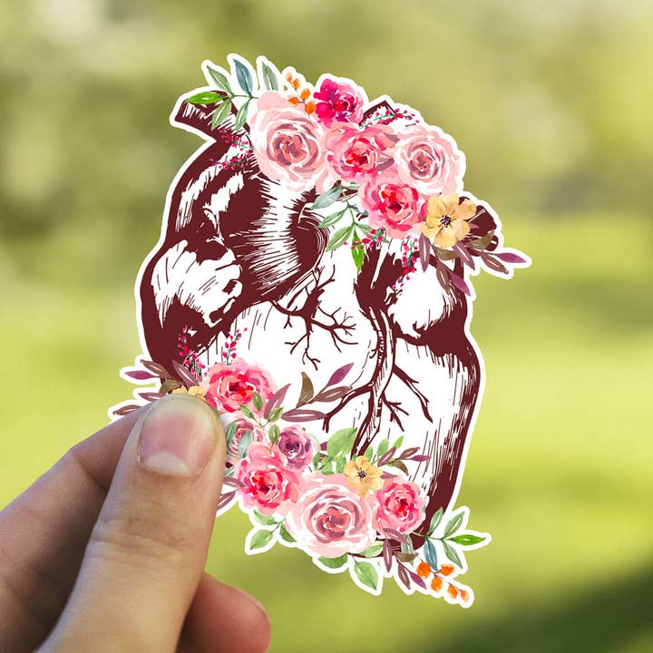 Heirloom Ink - Wholesale Sticker - Anatomical Floral Heart Waterproof Vinyl Sticker0