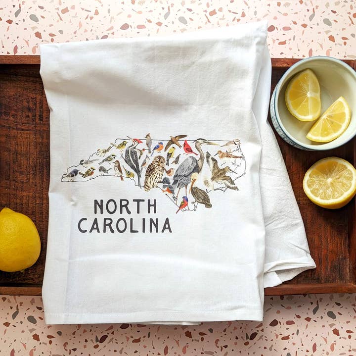 North Carolina Birds tea towel for wholesale by Papermill Creative