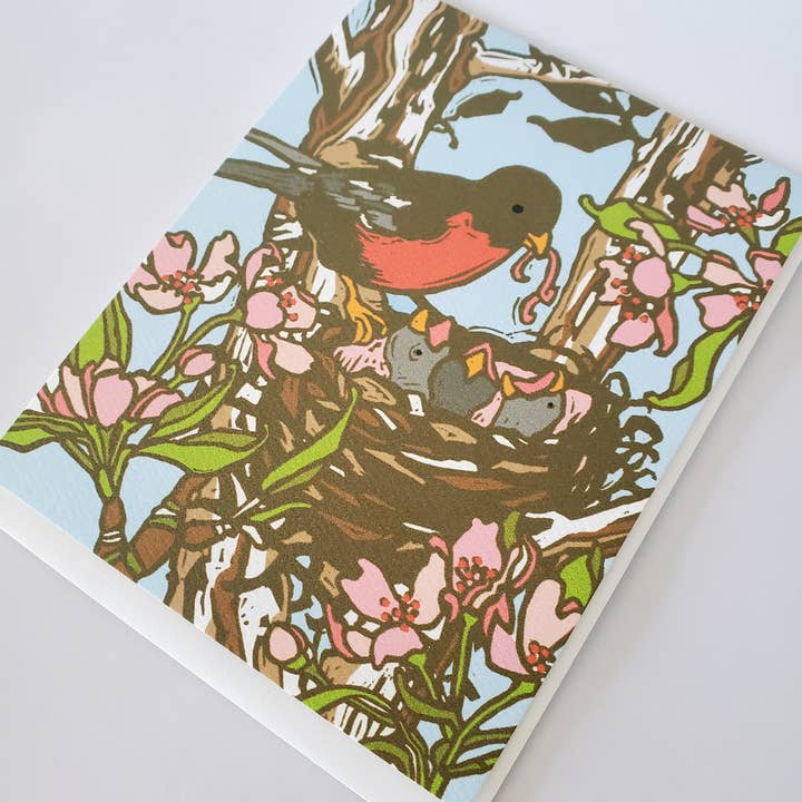 Carte de vœux pour la fête des mères Mama Robin Red Breast pour la vente par Little Green