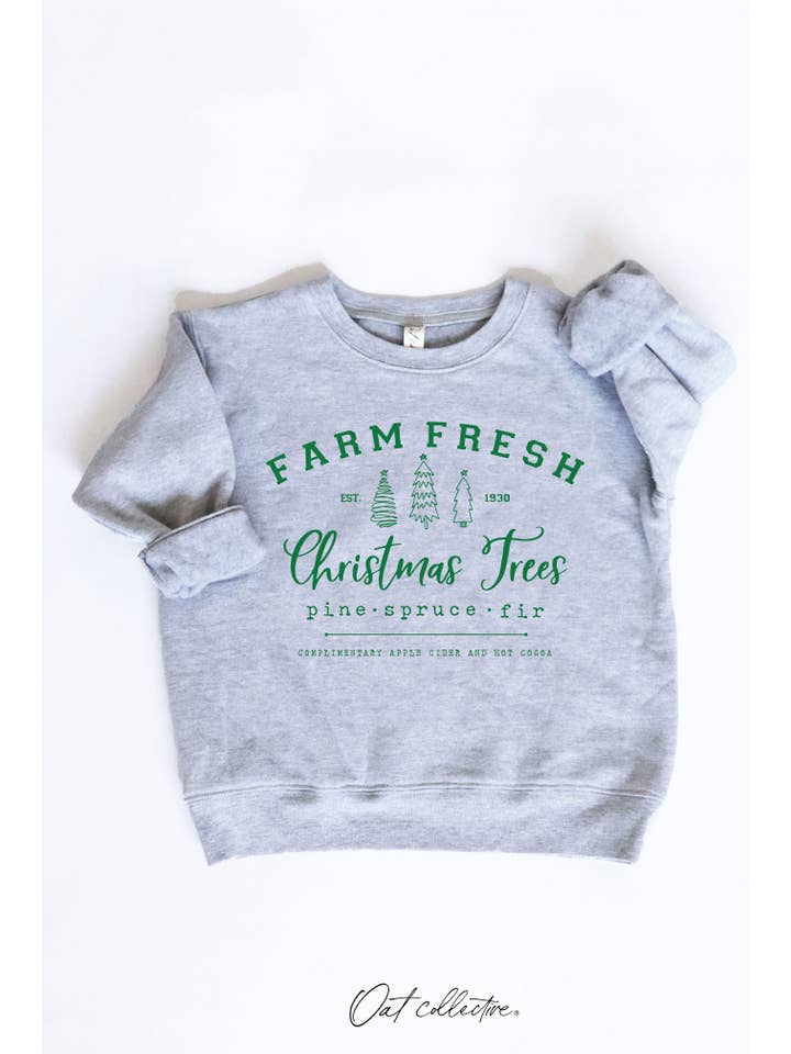OAT COLLECTIVE - Wholesale Sweatshirt - Kids - FARM FRESH CHRISTMAS TREES Toddler Graphic Sweatshirt